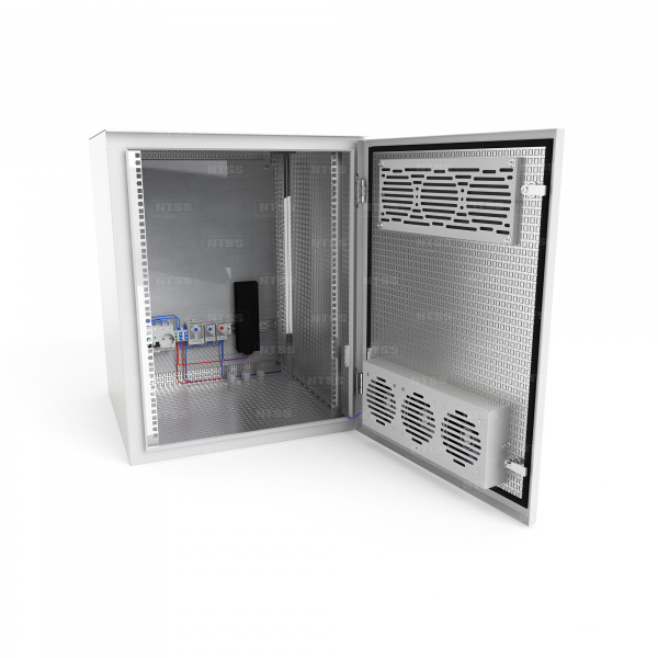 Шкаф настенный климатический NTSS WT 12U (ШхВхГ) 600x650x500 мм, 4 профиля 19, с обогревом 100W и вентиляцией, IP55, серый RAL 7035