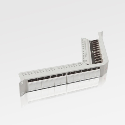 Nexans LANmark, 19", 1HU, Angled Patch Panel 24x Snap-In White :: Стоечное оборудование